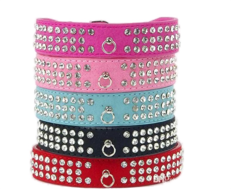 Stylish Rhie Dog Collar For Small Dogs - Adjustable, 3 Rows Of Dias