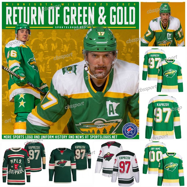 97 Kirill Kaprizov Minnesota Wild Jersey Green Matt Boldy Patrick Maroon Marc-Andre Fleury Filip Gustavsson Mats Zuccarello Ryan Reaves Ek Foligno Marcus Johansson