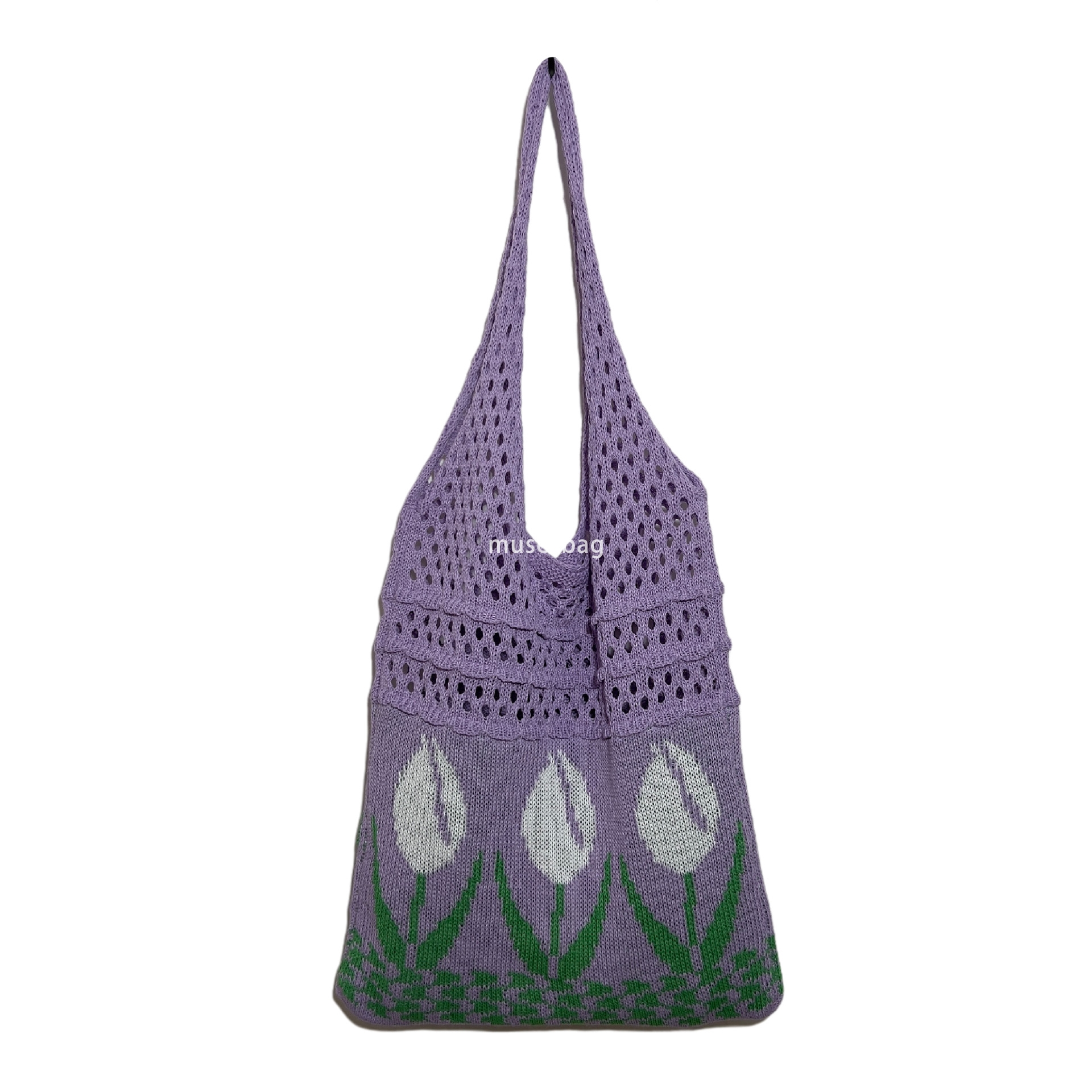 New high-quality knitted bag woven bag shoulder bag Japanese and Korean tote bag bohemian tulip flower bag women bag