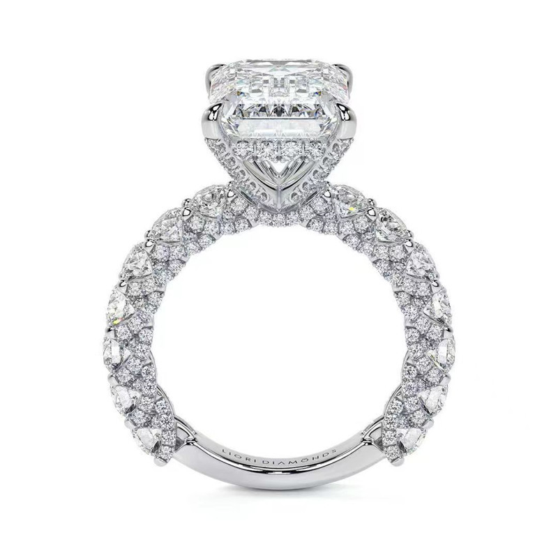 2024 Gorgeous Luxury Jewelry Wedding Rings 925 Sterling Silver Emerlad Cut Lab Moissanite Diamond Party Eternity Elegant Women Engagement Band Ring Gi