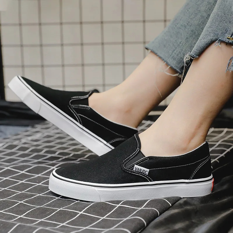 Canvas Women White Couple Slip on Flat Comfortable Casual Fashion Platform Ladies Vulcanized Shoes Zapatillas Mujer 240607