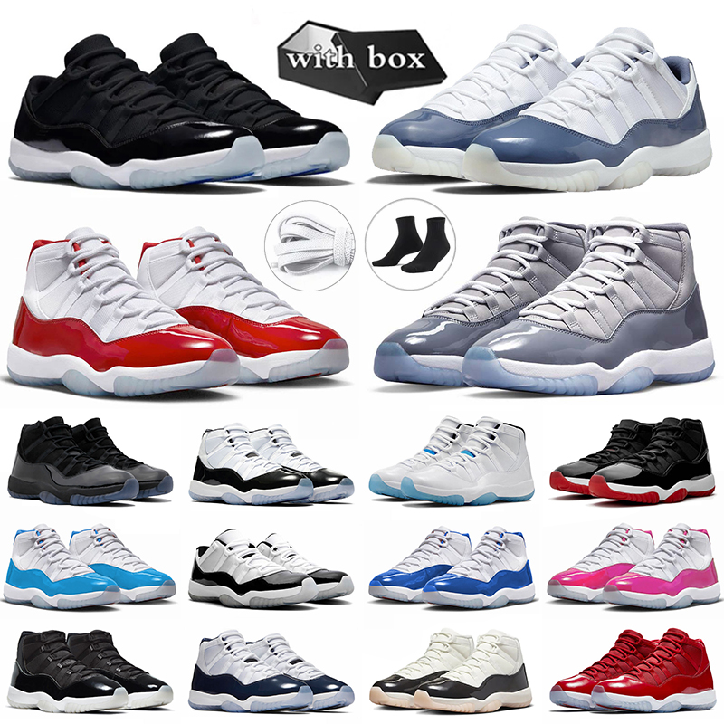 With box 11 basketball Shoes Space Jam Diffused Blue 11s low Gratiltudle Cool Grey Concord Cherry Gamma Blue Cap and Gown tennis designer shoes m
