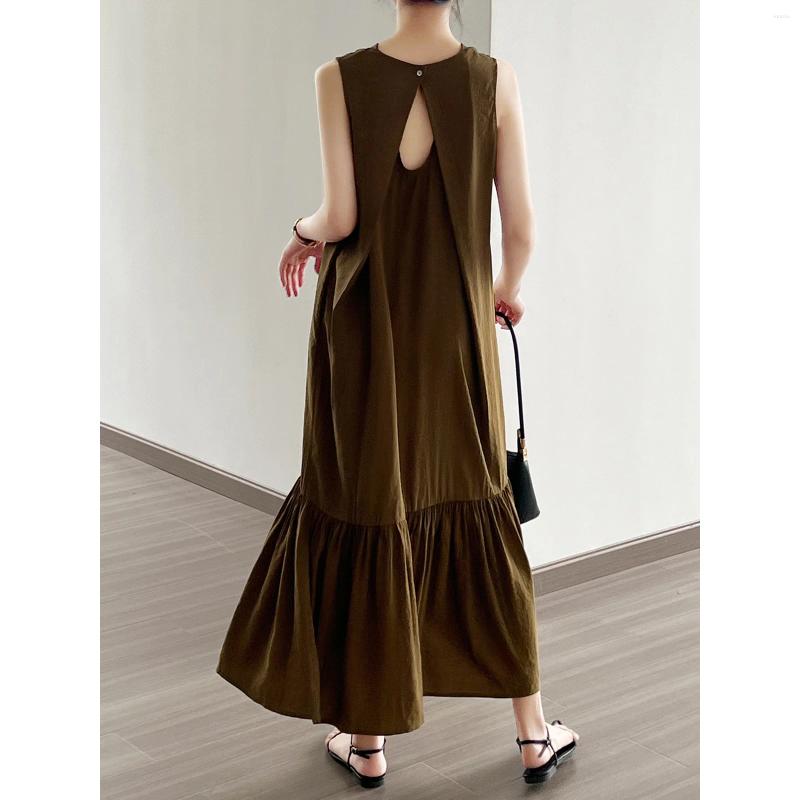 Casual Dresses Sleeveless Vest Dress Design For Summer With A Hollow Back And Long Fishtail Skirt