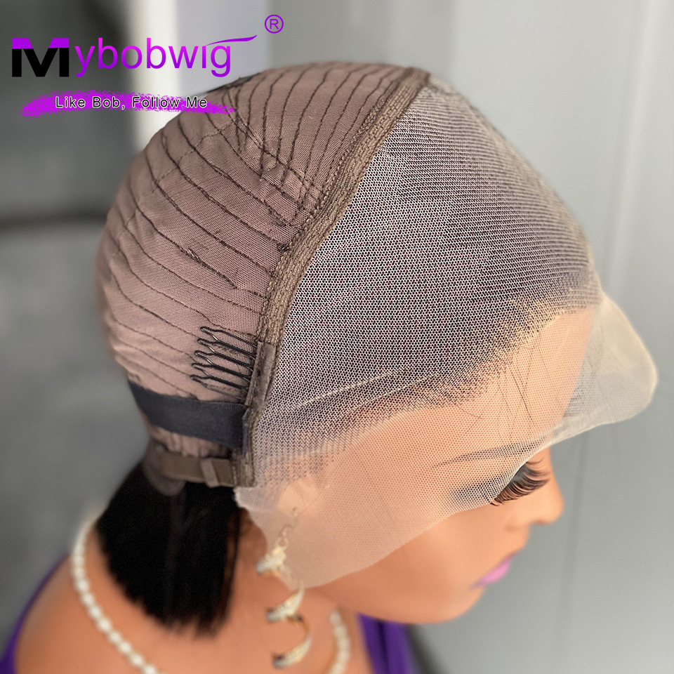 150 Density Lace Wigs Pixie Cut Wig Human Hair Short Bob Wigs Side Part Straight Lace Front Wigs Glueless Transparent Lace Frontal Wig 6 Inch