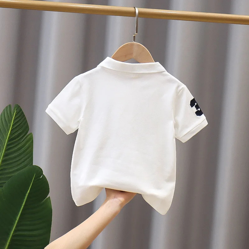 Kids T Shirt for Boys Short Sleeve Polo Shirts Boy Girls Sports Tee Baby Tops Korea Fashion Children School Clothing 2-14y 240601