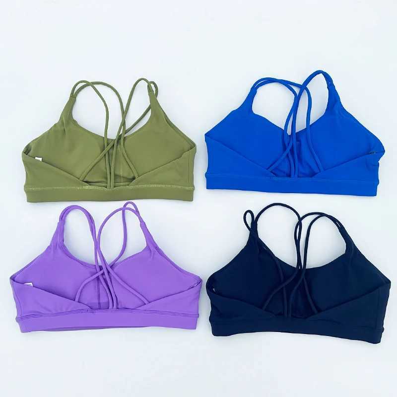 Yoga Outfit Womens Sports Bra Cross Belt Top Womens Push Up Sports Bra Yoga Gym Cutting Top Bra Fitness Top Sports Bra Breathable Bra J240607