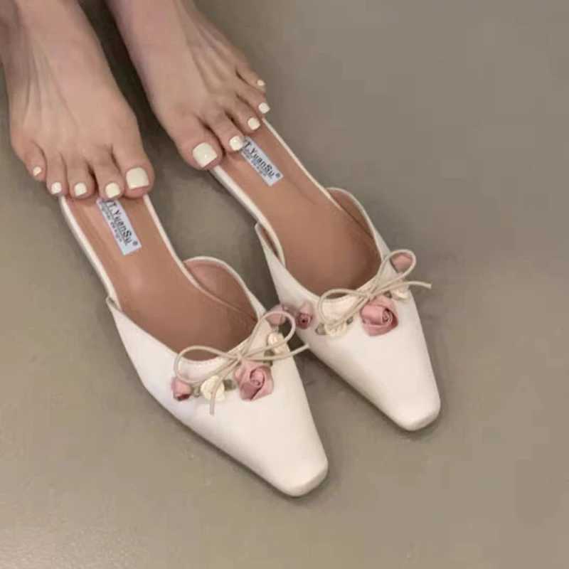 Sandals 2024 new Chinese French overhead womens hot summer white high heels sandals kitten heel shoesL464