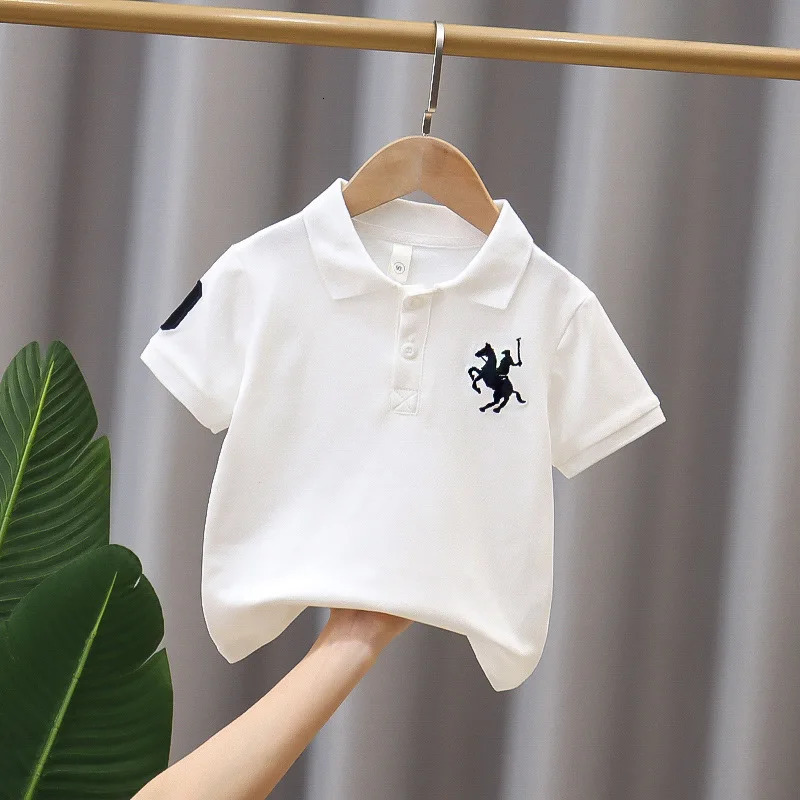 Kids T Shirt for Boys Short Sleeve Polo Shirts Boy Girls Sports Tee Baby Tops Korea Fashion Children School Clothing 2-14y 240601
