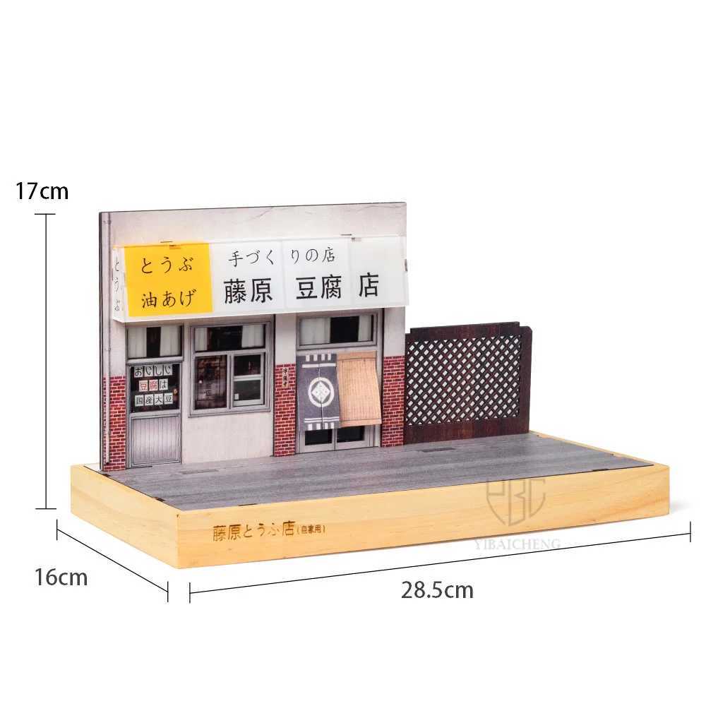 Diecast Model Cars 1/32 Initial D AE86 Alloy Diecast Car Model Toy Fujiwara Tofu Shop Garage Scene Model Car Display Base With USB Light Boys Gif