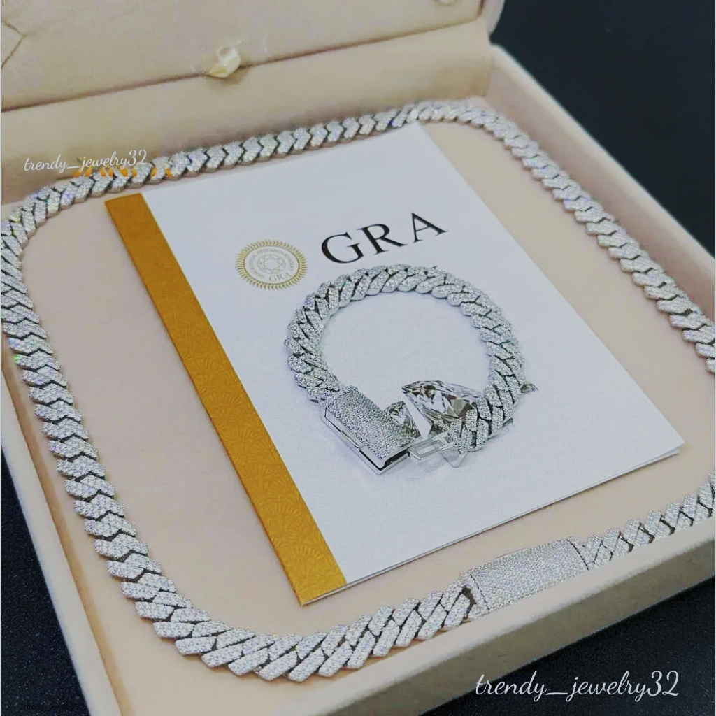 pendant necklaces designer for men Fine jewelry pass diamond tester iced out Miami chain necklace 925 Sterling Silver 14mm cuban link chain moissanite
