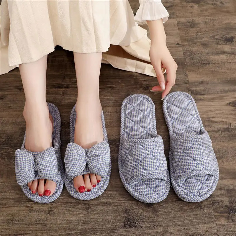 Korean Version of Anti Slip Fabric Sole with Soft Soles for Men and Women Indoor Silent Floor Slippers for Couples All Seasons 240607