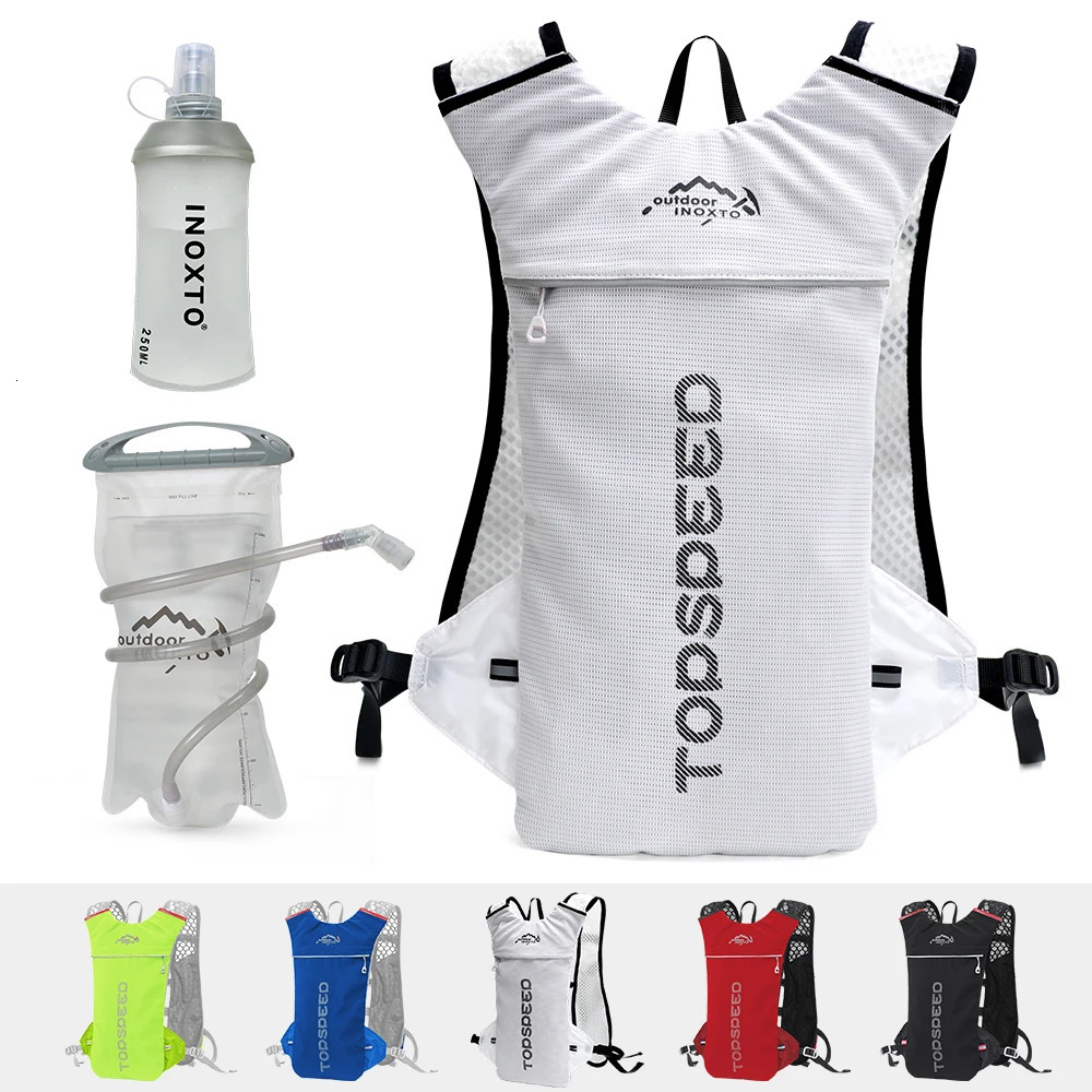 INOXTO Trail Running Backpack 5L Super Hydrating Vest Bag Marathon Cycling 250ml Soft Bottle Bottled Water 240601