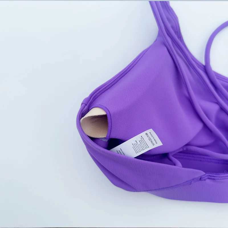 Yoga Outfit Womens Sports Bra Cross Belt Top Womens Push Up Sports Bra Yoga Gym Cutting Top Bra Fitness Top Sports Bra Breathable Bra J240607