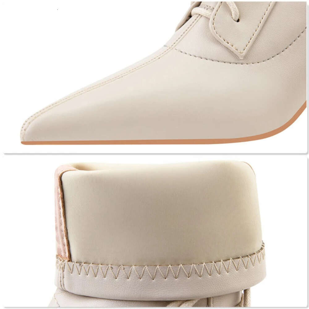 Lace Up Leathers Black Ankle Boots Pointed Toe Fashion Brand Designer Short Boot Fine Heel Sexy Fall Winter High Heels