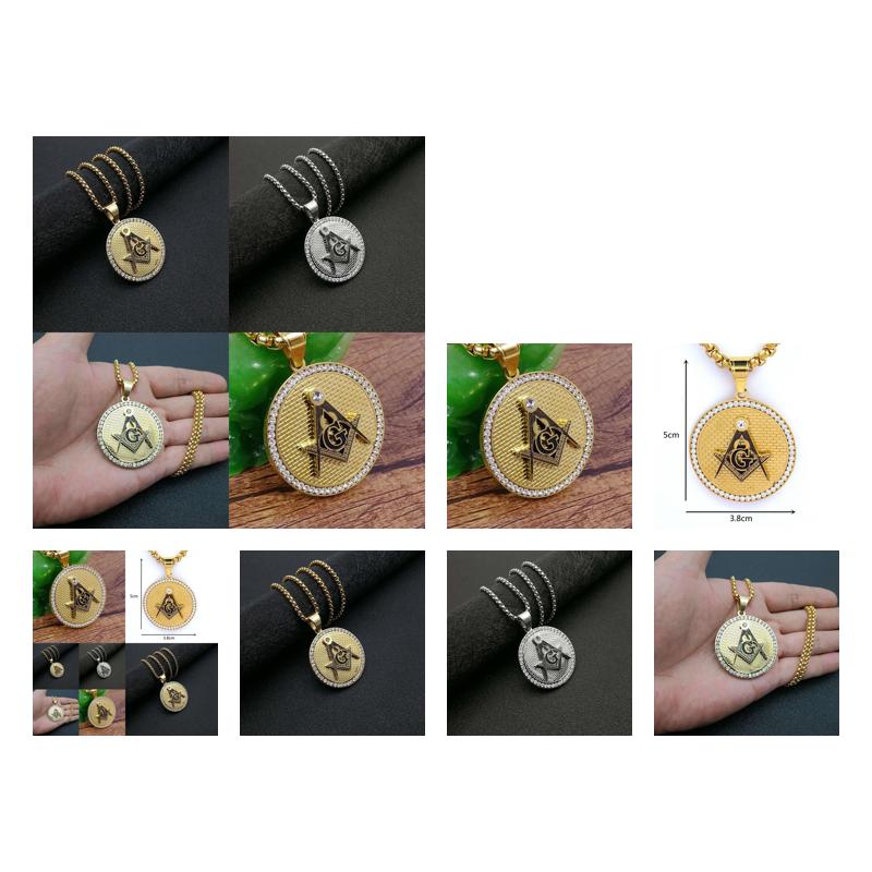 Pendant Necklaces Hip Hop Stainless Steel Masonic Symbol Pendants For Women/Men Gold Color Mason Fashion Jewelry Drop Delivery Dhk48