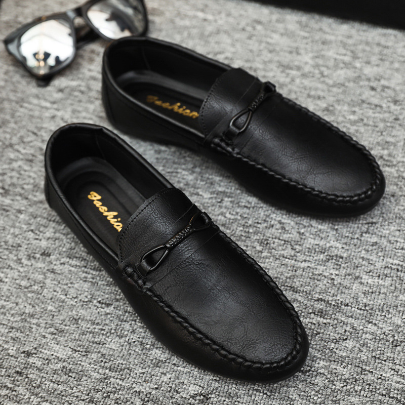 Brown Summer New Loafers Korean Version Of A Slip-On Lazy Breathable Driving Men's Casual Leather Shoes Men Soft Sole