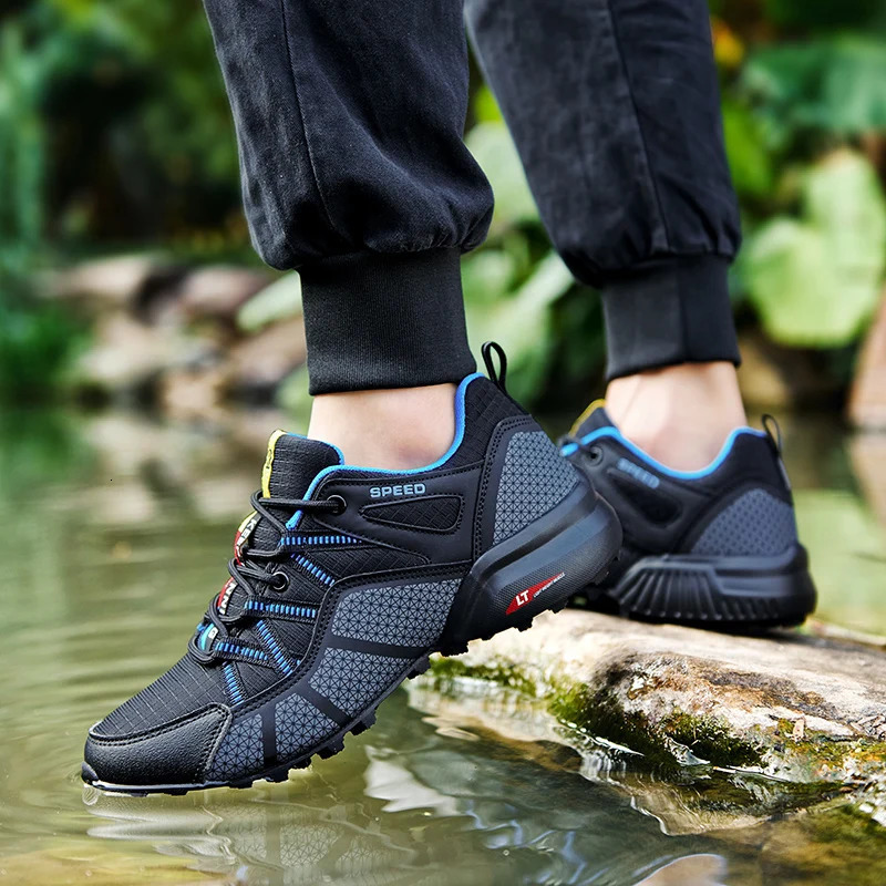 Men Mesh Breathable Hiking Travel Outdoor Woodland Cross Country Mountain Cycg Sports Shoes 240607