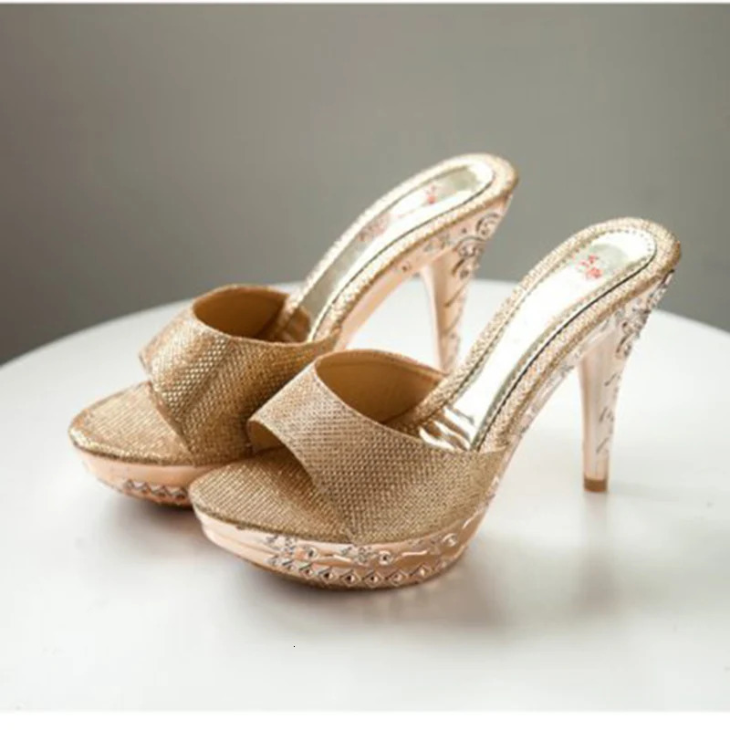 Summer Women Sandals Rhinestone Women Shoes Sexy High Heels Shoes Women Sandalias Gold Silver Women Slippers Heeled Sandals Sexy 240528
