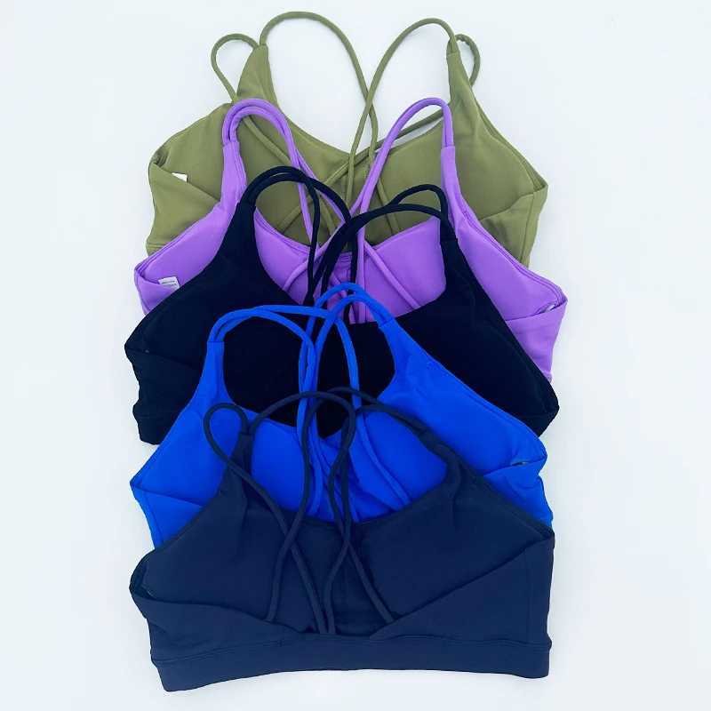 Yoga Outfit Womens Sports Bra Cross Belt Top Womens Push Up Sports Bra Yoga Gym Cutting Top Bra Fitness Top Sports Bra Breathable Bra J240607