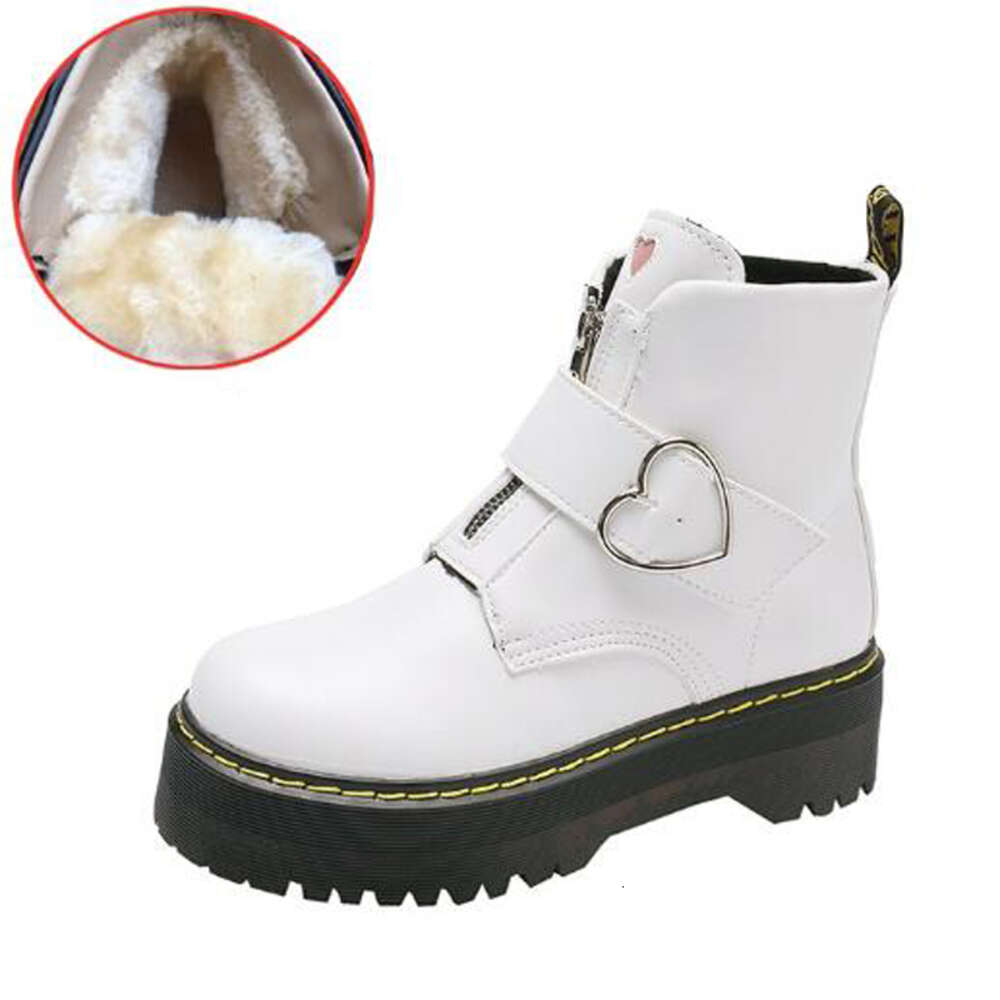 Thick Soled Platform Motorcycle Women's Love Button Muffin Ankle Boots Bota Branca Feminina P653