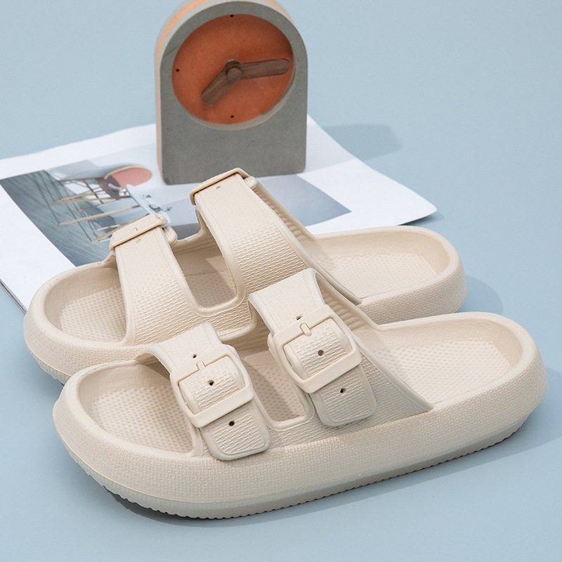 Adjustable Buckle Slippers Beach Classic Flat Sandals Summer Lady Eva Flip Flops Men Women Double Buckle Shoes