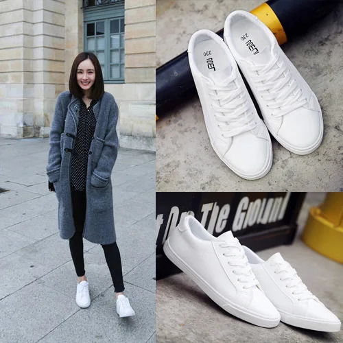 White Spring Casual Women Shoes Lace-up Flats Korean Style Comfortable Non-slip Lightweight Sneakers Sapatilha Feminina