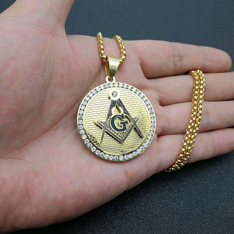 Pendant Necklaces Hip Hop Stainless Steel Masonic Symbol Pendants For Women/Men Gold Color Mason Fashion Jewelry Drop Delivery Dhk48