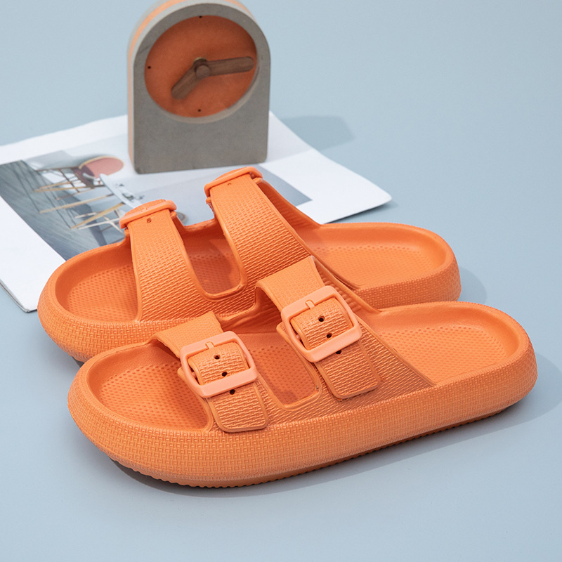 Adjustable Buckle Slippers Beach Classic Flat Sandals Summer Lady Eva Flip Flops Men Women Double Buckle Shoes