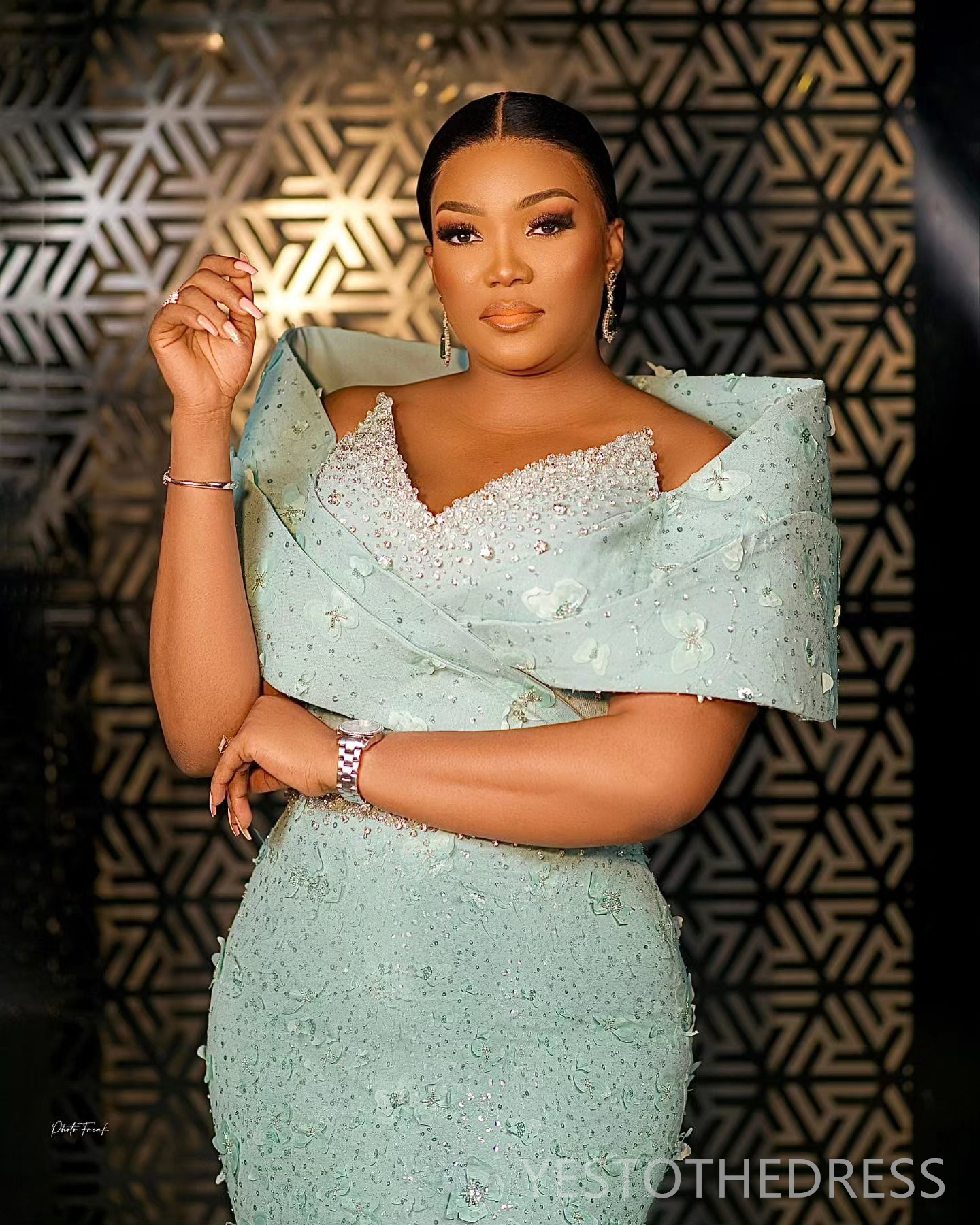 2024 Mint Plus Size Prom Dress Mermaid Promdress Evening Formal Gowns Portrait Beaded Rhinestones Crystals 3D Flowers Lace Birthday Dress Anniversary 