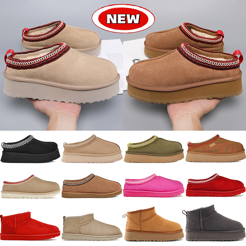 Tasman Fur slipper womens Tazz slippers Australia Sheepskin Classic ultra mini platform snow boots Suede Shearling winter boot Men slip-on shoes designer booties