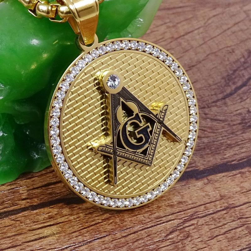 Pendant Necklaces Hip Hop Stainless Steel Masonic Symbol Pendants For Women/Men Gold Color Mason Fashion Jewelry Drop Delivery Dhk48