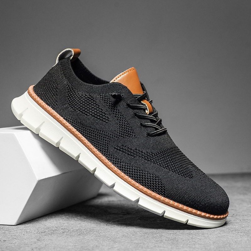 White British Style Men'S Shoes Summer Breathable Sports Shoes Flying Mesh Shoes Men Cross-Border Plus Size 39-48