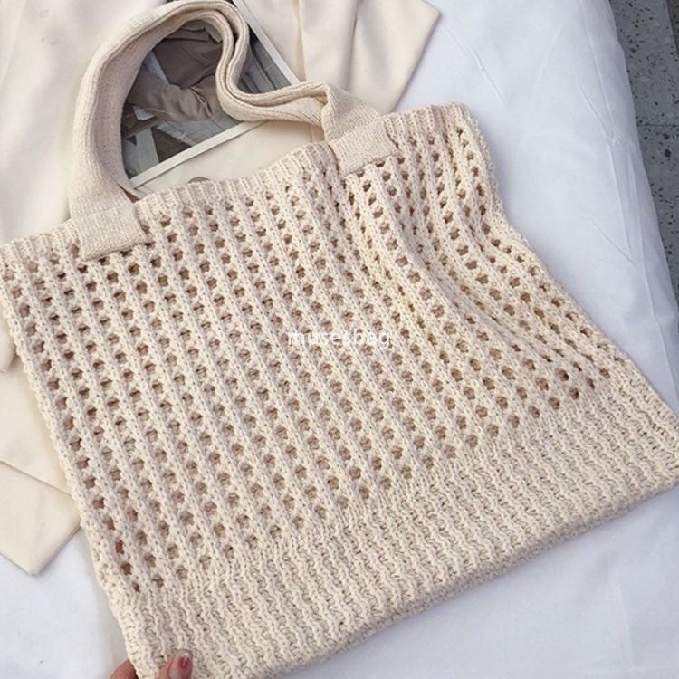 New Knitted Knitted Bag Knitted Bag Commuter Essential Shoulder Bag Large Capacity Tote Bag Bohemian Style Handbag Women Bag