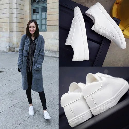 White Spring Casual Women Shoes Lace-up Flats Korean Style Comfortable Non-slip Lightweight Sneakers Sapatilha Feminina