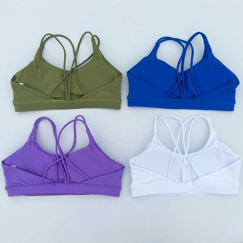 Yoga Outfit Womens Sports Bra Cross Belt Top Womens Push Up Sports Bra Yoga Gym Cutting Top Bra Fitness Top Sports Bra Breathable Bra J240607