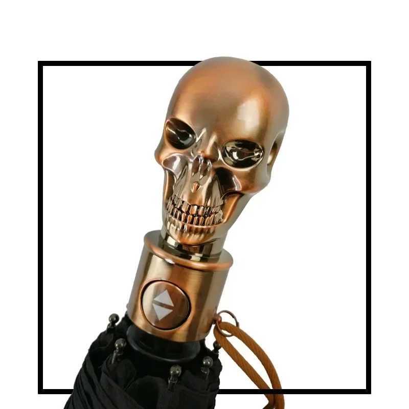 Umbrellas High Quality Skull Umbrella Punk Gentleman Travel Windproof Sunny and Rainy Umbrella S246082