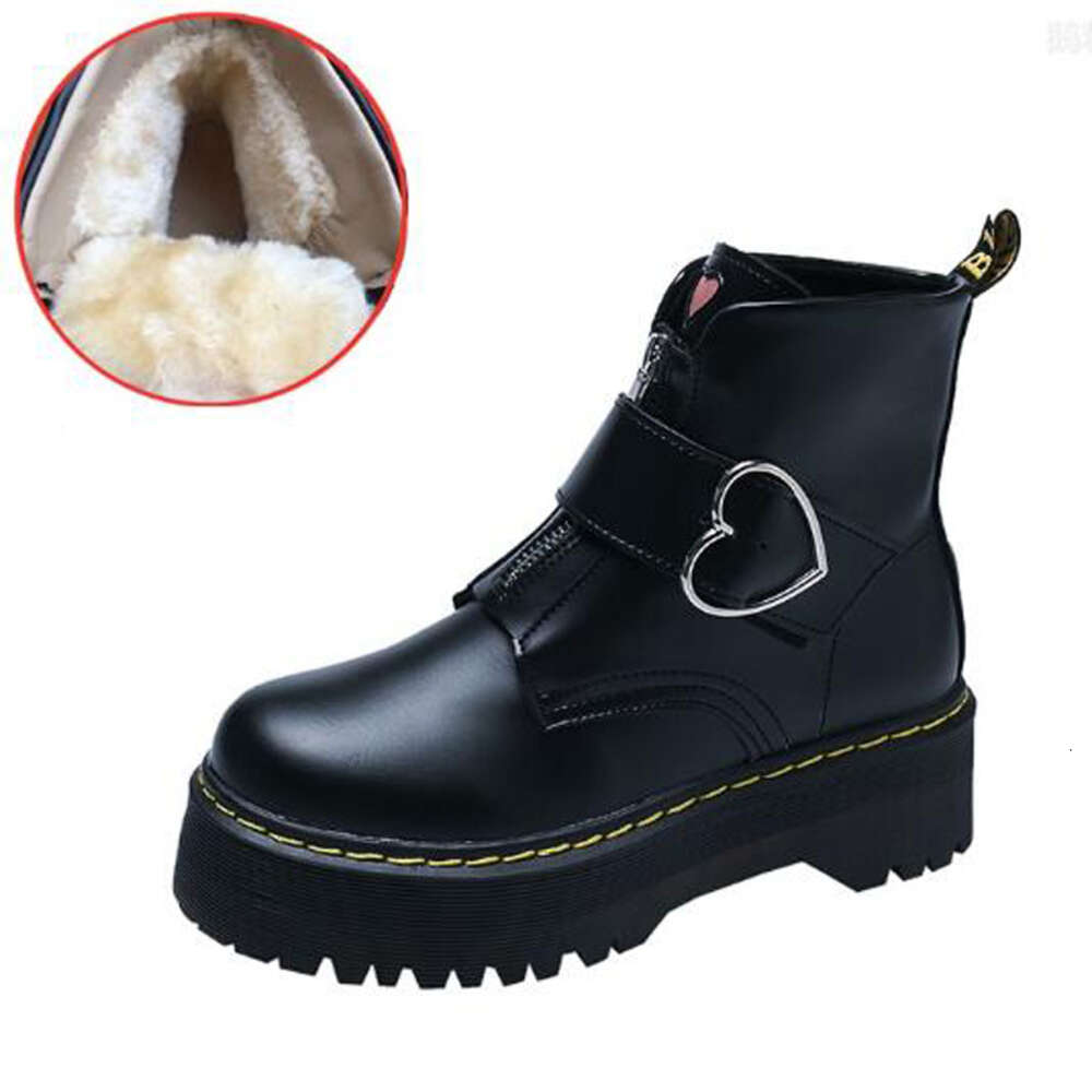 Thick Soled Platform Motorcycle Women's Love Button Muffin Ankle Boots Bota Branca Feminina P653