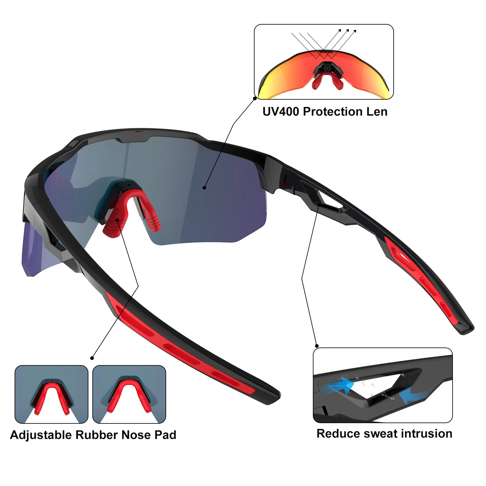 Riding Cycling UV400 Sunglasses MTB Polarized Sports Glasses Goggles Bicycle Mountain Bike 5 Lens For Mens Women 240601