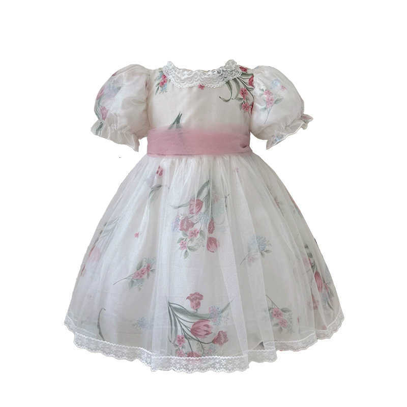 Girl's Dresses Girl's Dress 2024 Summer New Little Girl Super Immortal Mesh Lace Dress Tidal Bubble Sleeves Princess Dress