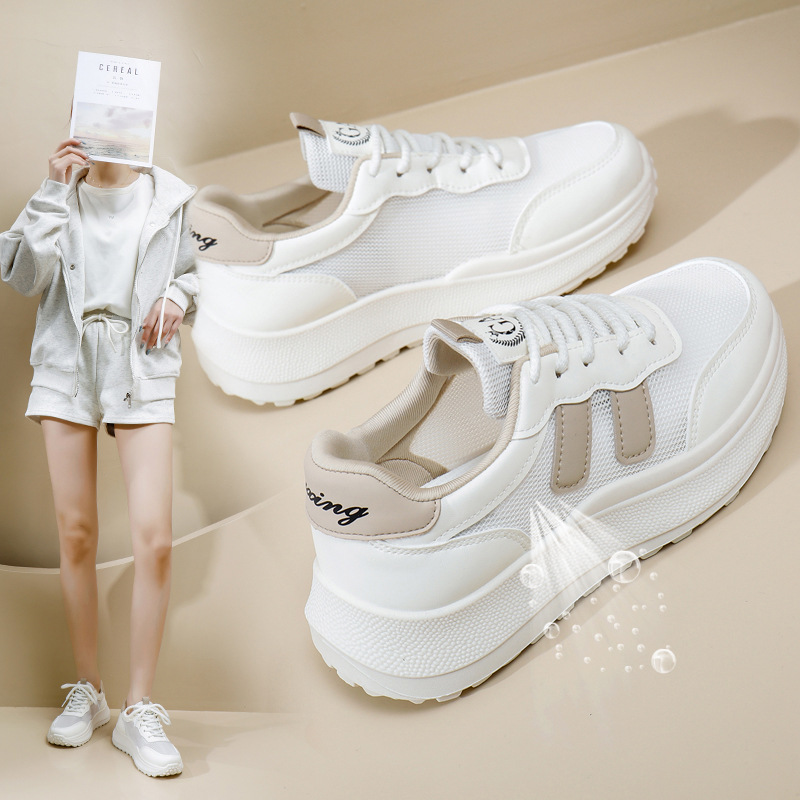 Little White Shoes Student Girl Fashion 2024 Summer New Thick Sole Increase Breathable Casual Shoes Free of Mail