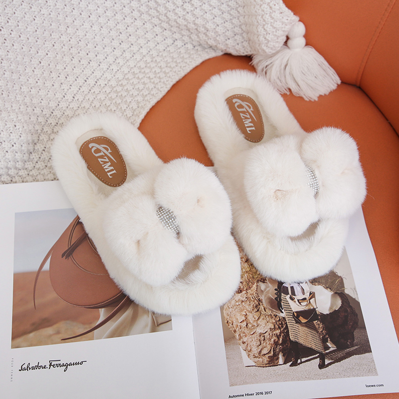 Designer Lamb Hair Indoor Fashion Personalized Outdoor Leisure Lazy Trendy Women s Slippers 00b