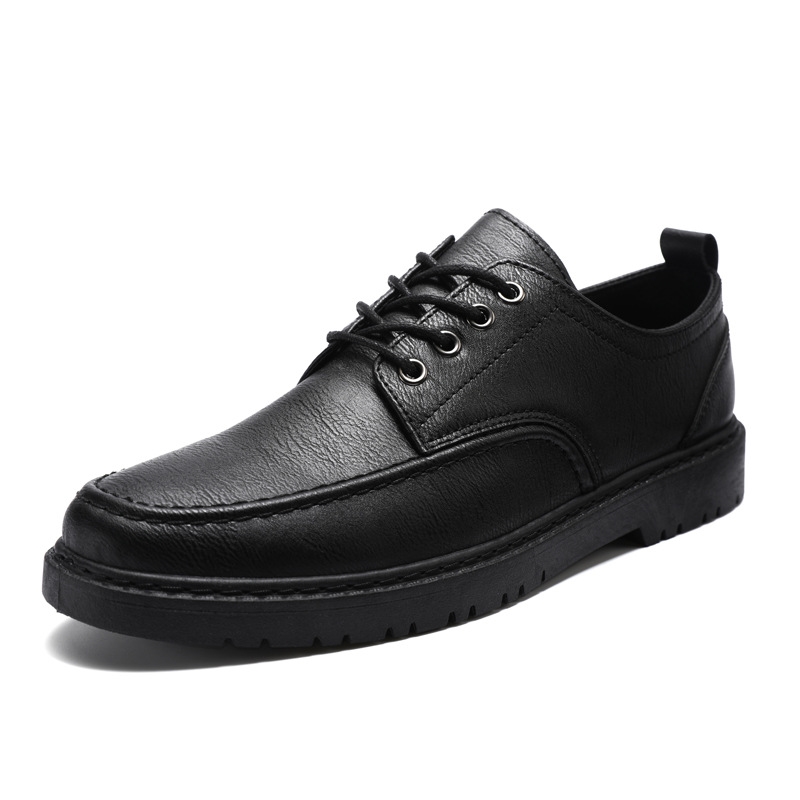 For Men Ddmysports Cross Border Big Size Andsome Shoes Lightweight Lace Up Casual Youth British Black Small Leather Footwear Outdoor