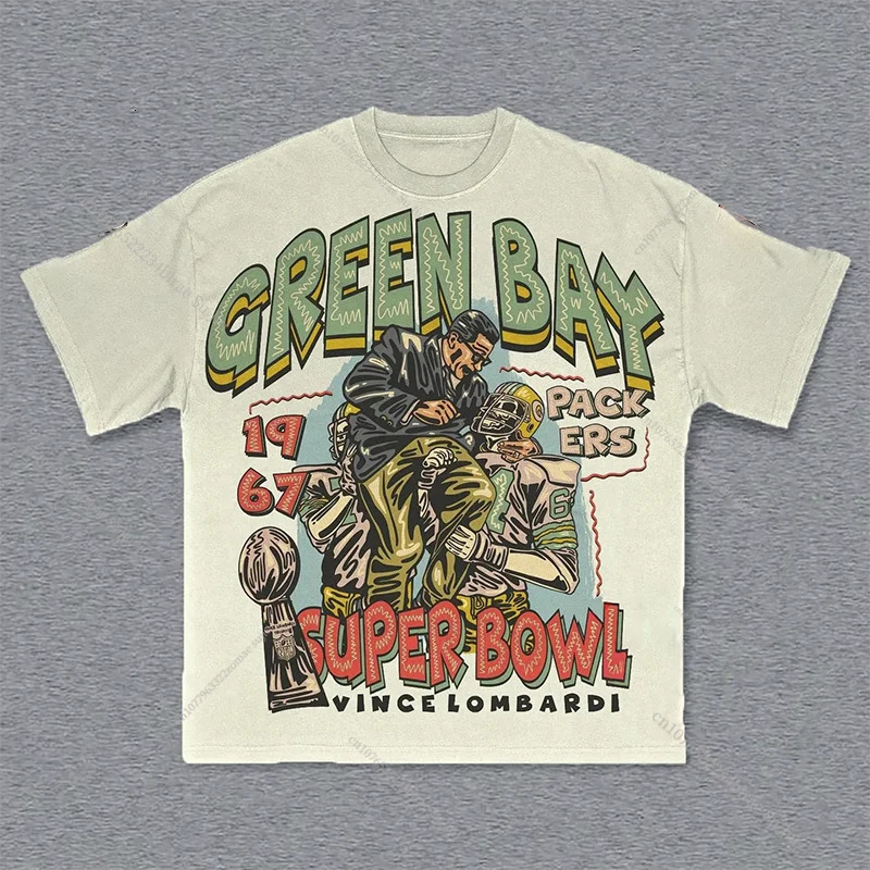 Green Bayy T-Shirts Mens Vintage Old Graphic Tees Y2k High Street Hip Hop Rock Streetwear Greeny Bay Summer Short Sleeved Tshirts Green Bayy Designer T Shirts 120