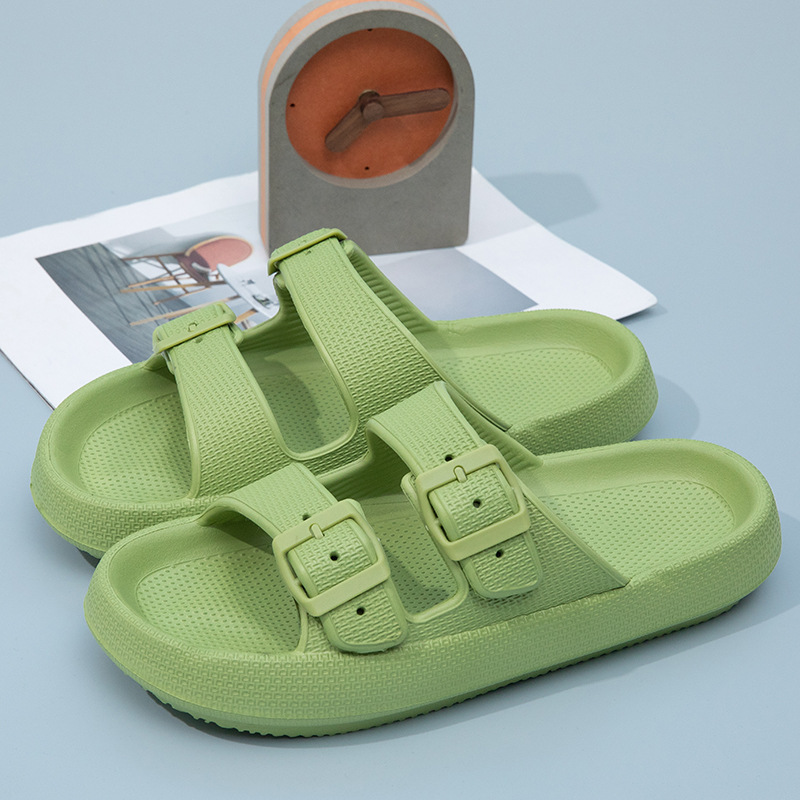 Adjustable Buckle Slippers Beach Classic Flat Sandals Summer Lady Eva Flip Flops Men Women Double Buckle Shoes