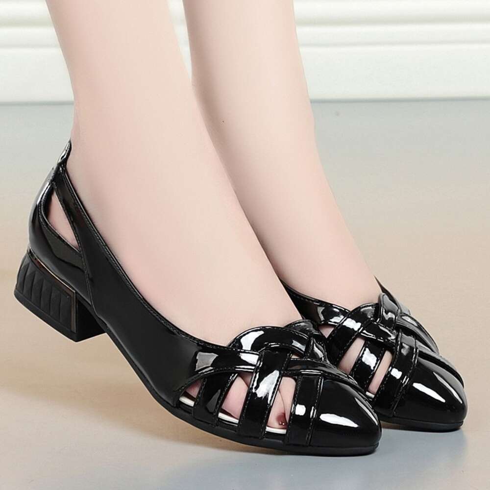 Fashion Sweet Gold Square Heel Nightclub Women's Black High Quality Office Spring Pumps Shoes for Women