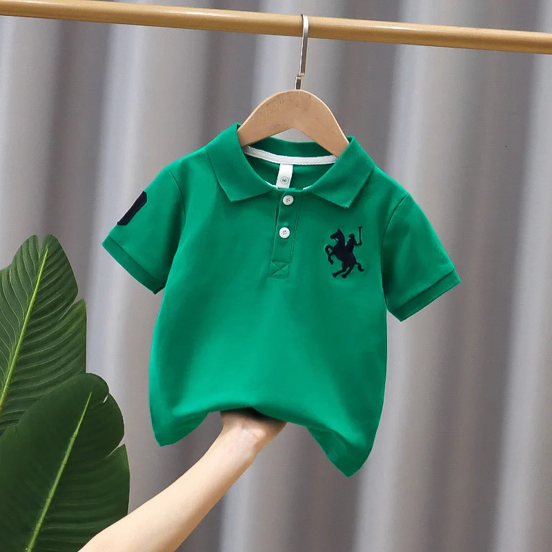 Kids T Shirt for Boys Short Sleeve Polo Shirts Boy Girls Sports Tee Baby Tops Korea Fashion Children School Clothing 2-14y 240601