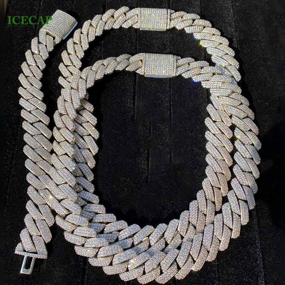 designer pass test 20mm wide gra moissanite dia gold sterling sier cuban link chain for men hip hop necklace