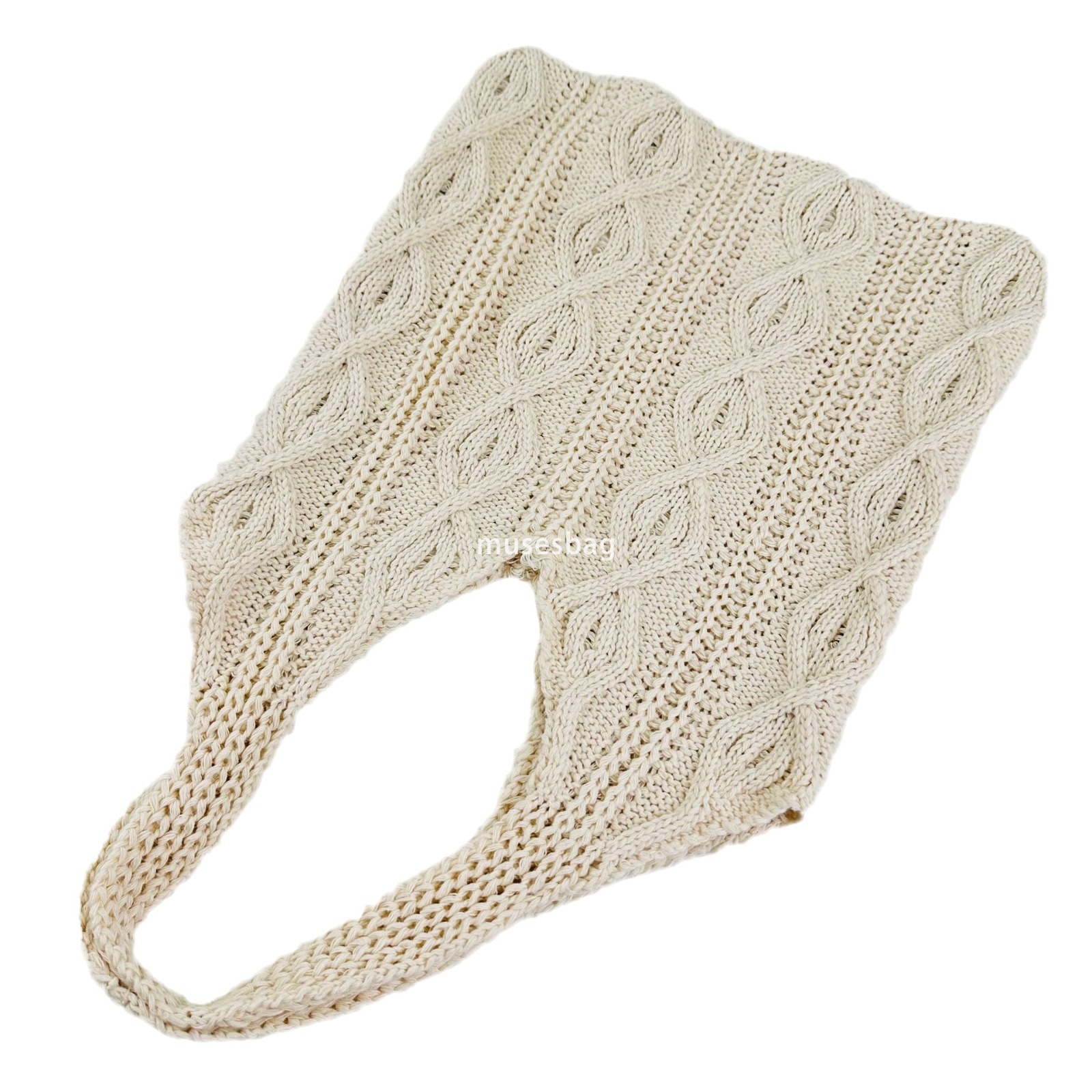New woolen knitted bag with diamond shaped woven bag single shoulder bag large capacity commuting tote bag bohemian style