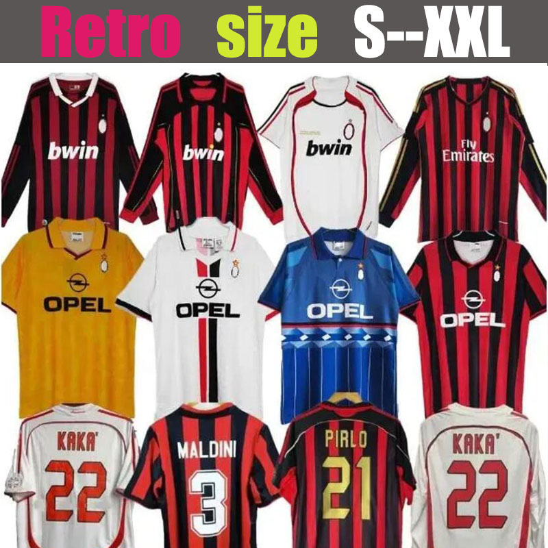 Retro Soccer J 1990 2000 2006 PIRLO 2007 2009 2010 2012 13 PATO BALOTELLI Football Shirt Gullit 1988 1996 97 Van Basten KAKA Inzaghi RONALDINHO Vintage Classics