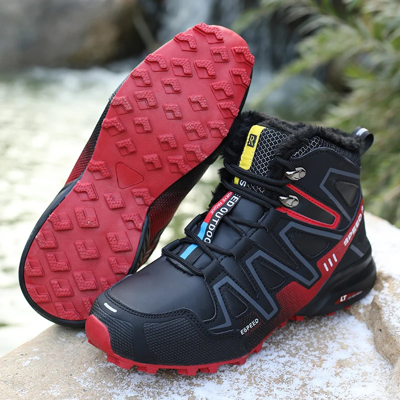 Outdoor snow boots for men and women winter large size warm thick waterproof non slip cotton shoes winter hiking shoes 240607